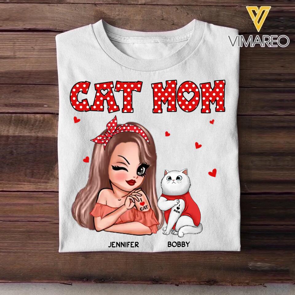 Personalized Cat Mom I Love Cat Tshirt Printed 22NOV-DT01