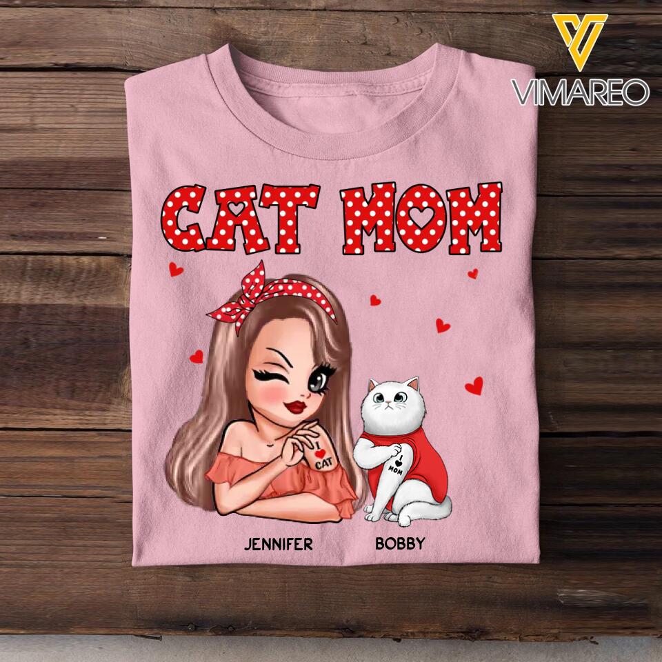 Personalized Cat Mom I Love Cat Tshirt Printed 22NOV-DT01