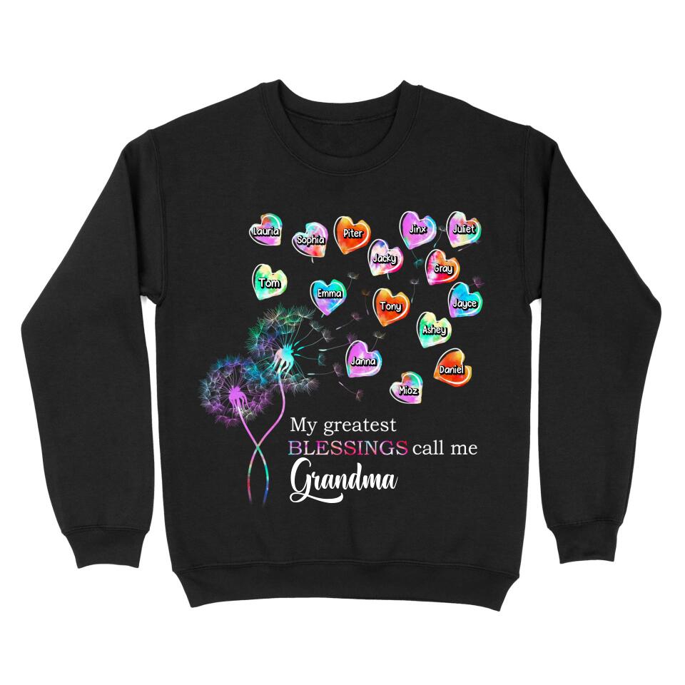 Personalized Grandma Flower heart Tshirt or Sweatshirt Printed QTDT1602