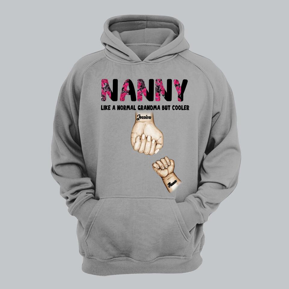 Personalized Grandma Mom Nana Like A Mom But Cooler Kid Name Hand Tshirt Printed 23APR-PN12