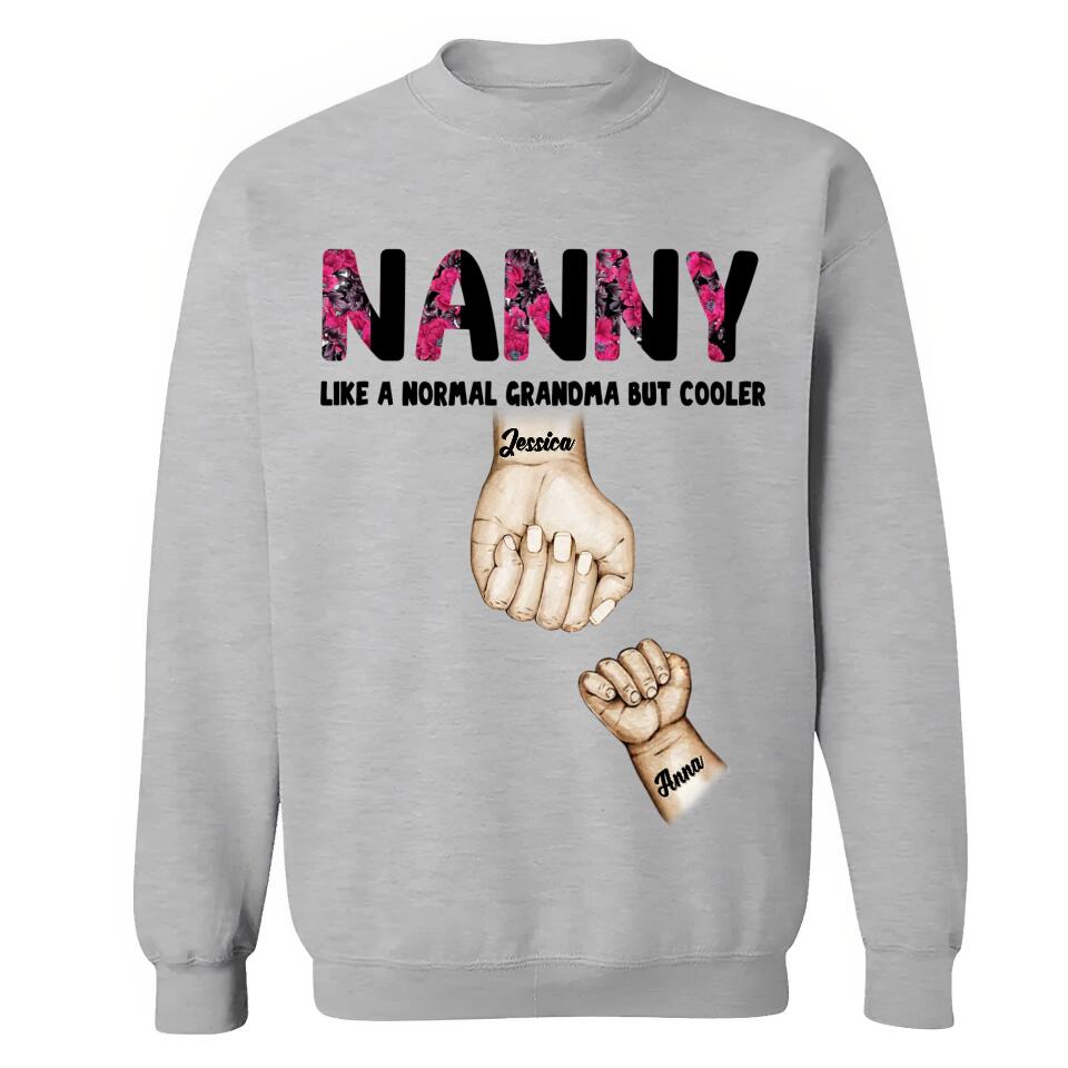 Personalized Grandma Mom Nana Like A Mom But Cooler Kid Name Hand Tshirt Printed 23APR-PN12