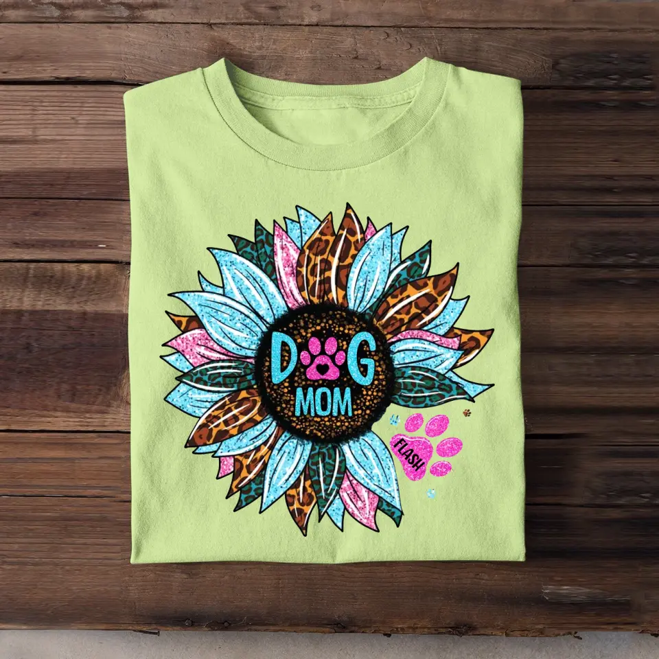 Personalized Sunflower & Dog Mom Tshirt Printed 23FEB-DT09