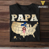 Personalized Grandpa Papa Retro Earth Map US State with Kid Names T-shirt Printed 23JUL-PTN03