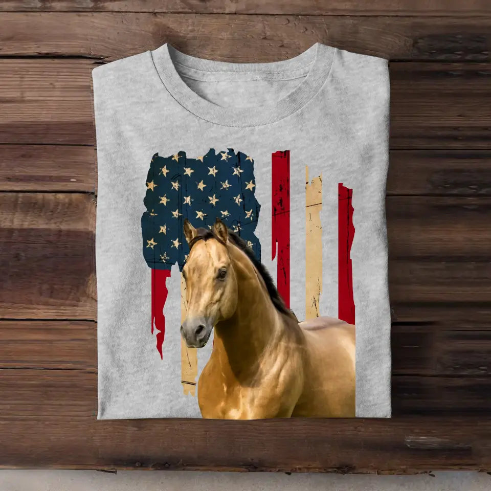 Personalized Upload Your Horse Photo Horse Lovers Gift T-shirt Printed 23JUN-DT14