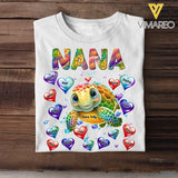 Personalized Turtle Colorful Art Grandma Nana Mom Aunt Custom Kids Name 2D Tshirt