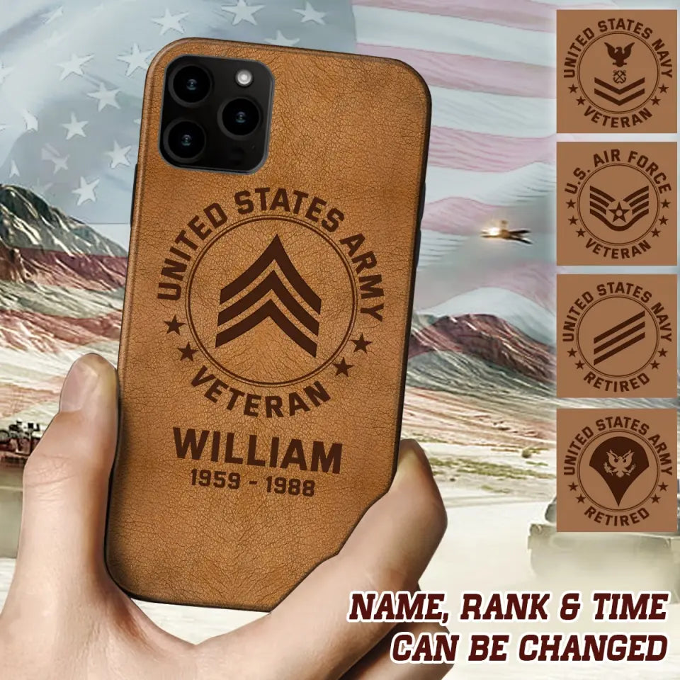 Personalized US Military Leather Texture Phone Case Printed QTPN301