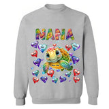 Personalized Turtle Colorful Art Grandma Nana Mom Aunt Custom Kids Name 2D Tshirt