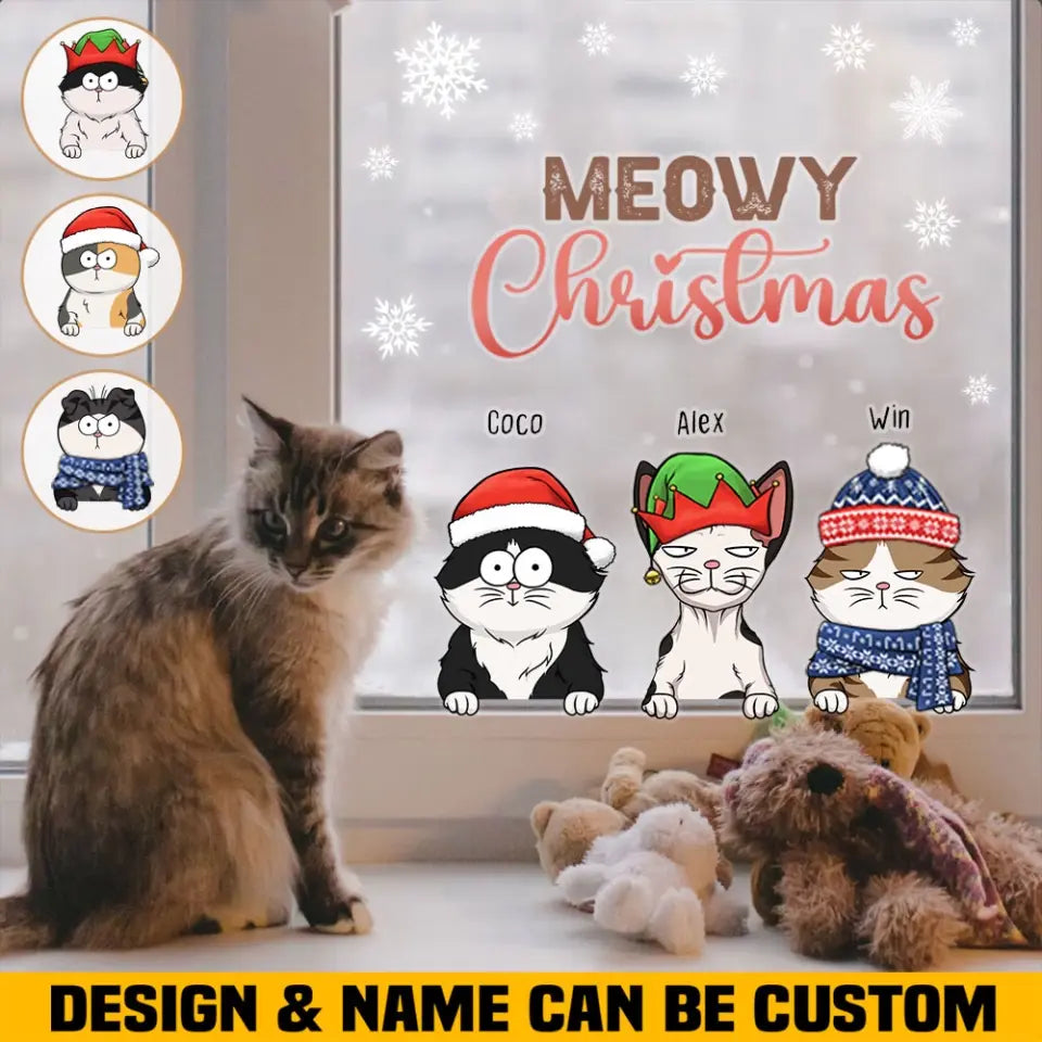 Personalized Meowy Christmas Cat Lovers Gift Christmas Gift Window Decal Printed LDMHN23520