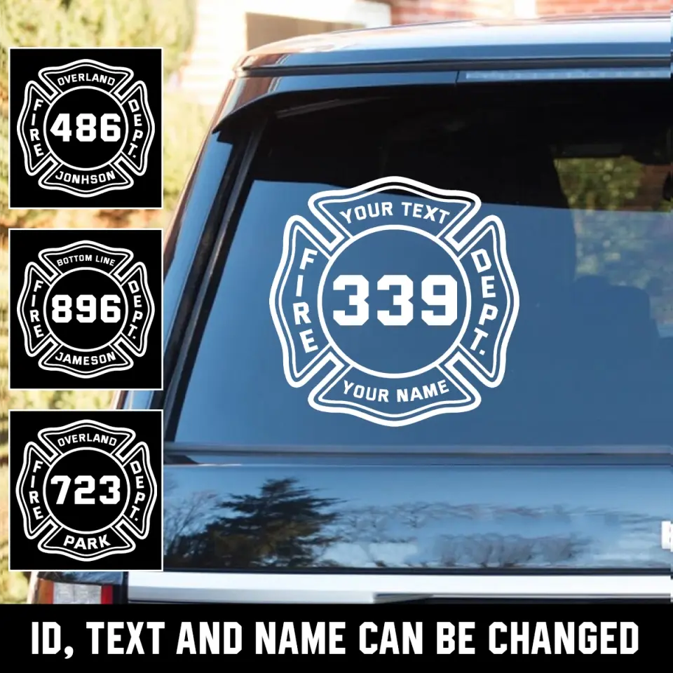 Personalized Fire Dept Custom ID & Name Gift For Firefighter Decal Printed LDMKH23726