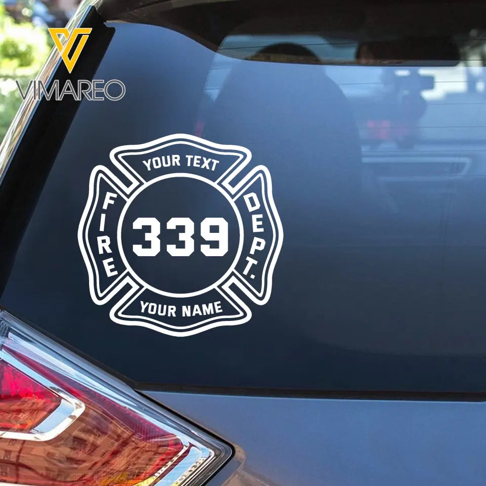 Personalized Fire Dept Custom ID & Name Gift For Firefighter Decal Printed LDMKH23726