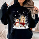 Personalized Dog & Girl Xmas Snow Hoodie 2D Printed PTN23668