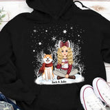 Personalized Dog & Girl Xmas Snow Hoodie 2D Printed PTN23668