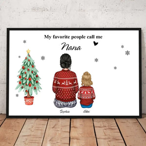 Personalized My Favorite People Call Me Nana Grandma & Kid Names Poster Printed PTN23727