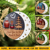 Personalized I Love You To The Moon & Back Grandma & Kid Name Wooden Ornament 2 Layer Printed KVH23737