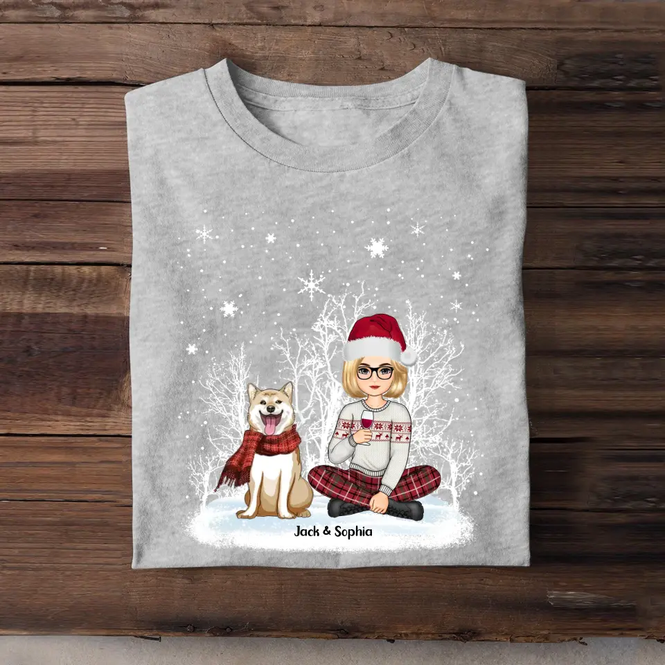 Personalized Dog & Girl Xmas Snow Hoodie 2D Printed PTN23668