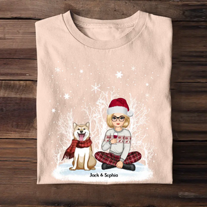 Personalized Dog & Girl Xmas Snow Hoodie 2D Printed PTN23668