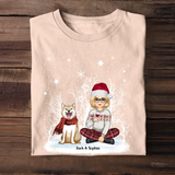 Personalized Dog & Girl Xmas Snow Hoodie 2D Printed PTN23668