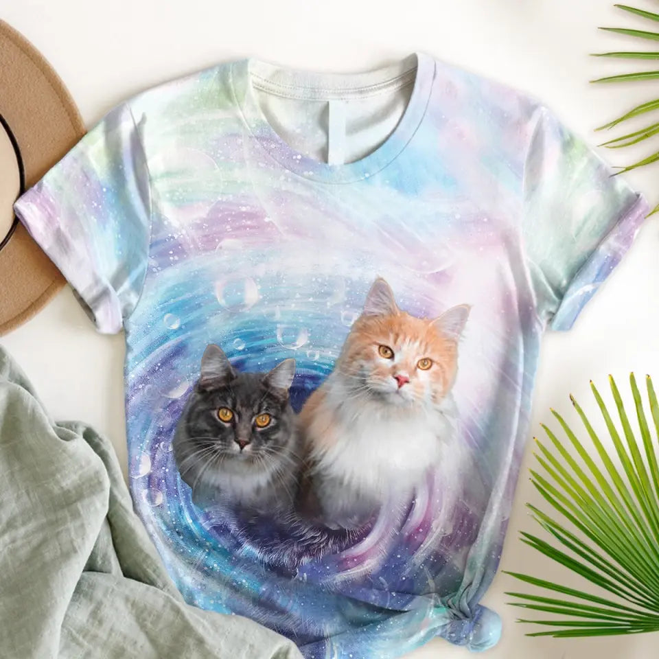 Personalized Upload Your Cat Photo Tie Dye 3D T-shirt Printed PTN23756