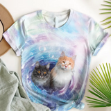 Personalized Upload Your Cat Photo Tie Dye 3D T-shirt Printed PTN23756