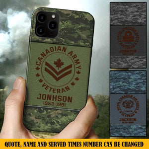 Personalized Canadian Army Air Force Navy Rank & Custom Name Phone Case Printed KVH23759