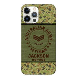 Personalized Australian Army Air Force Navy Rank & Custom Name Phone Case Printed KVH23759