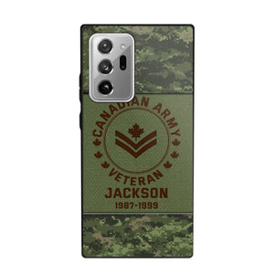 Personalized Canadian Army Air Force Navy Rank & Custom Name Phone Case Printed KVH23759