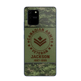 Personalized Canadian Army Air Force Navy Rank & Custom Name Phone Case Printed KVH23759