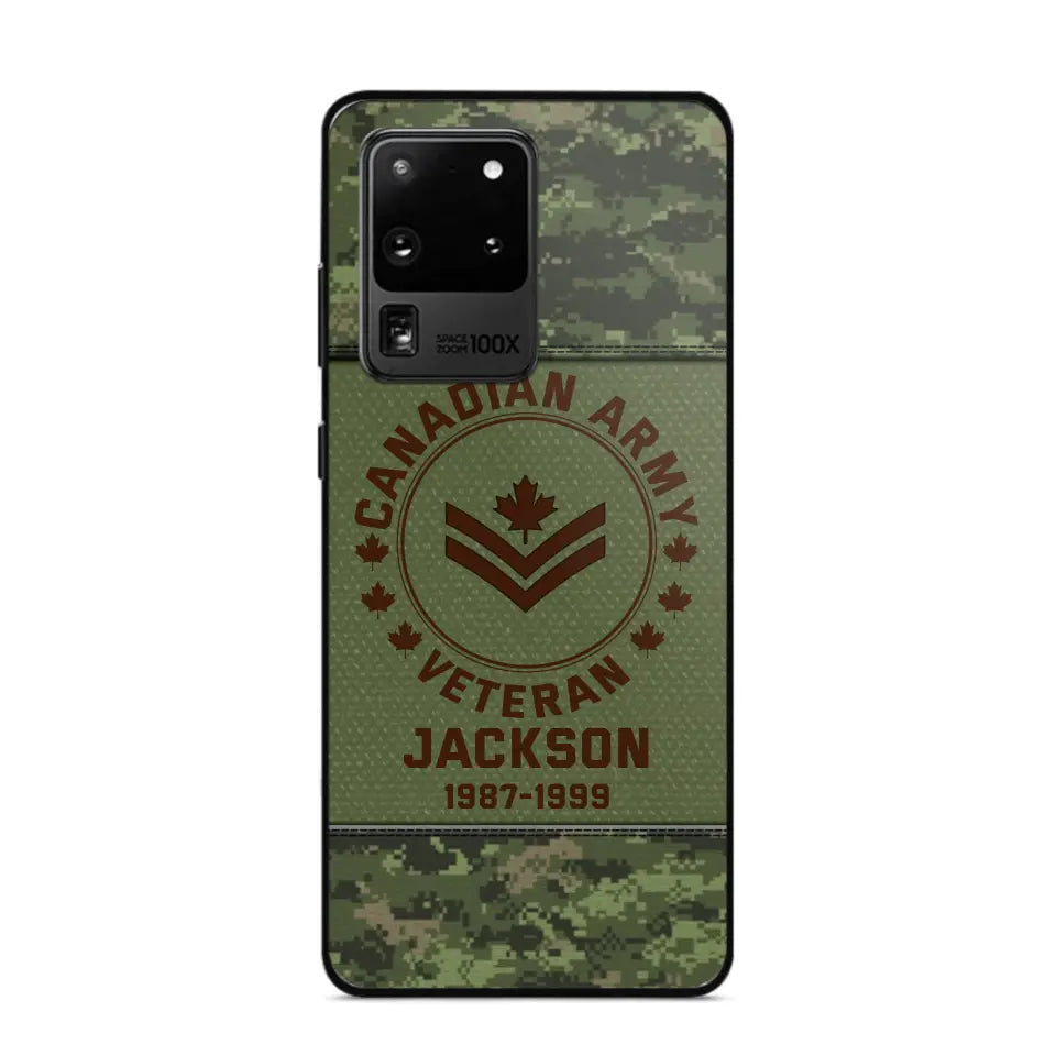 Personalized Canadian Army Air Force Navy Rank & Custom Name Phone Case Printed KVH23759