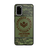 Personalized Canadian Army Air Force Navy Rank & Custom Name Phone Case Printed KVH23759