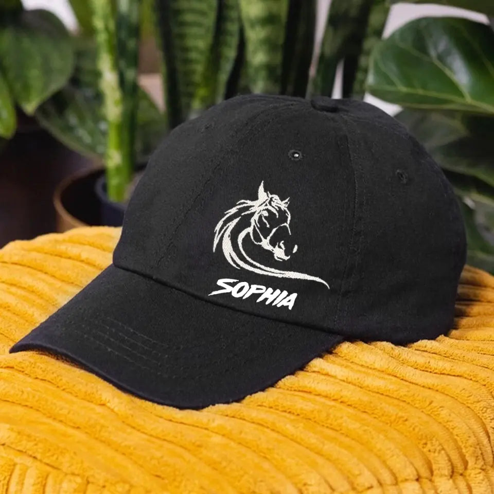 Personalized Horse Custom Name Black Cap QTPN23799