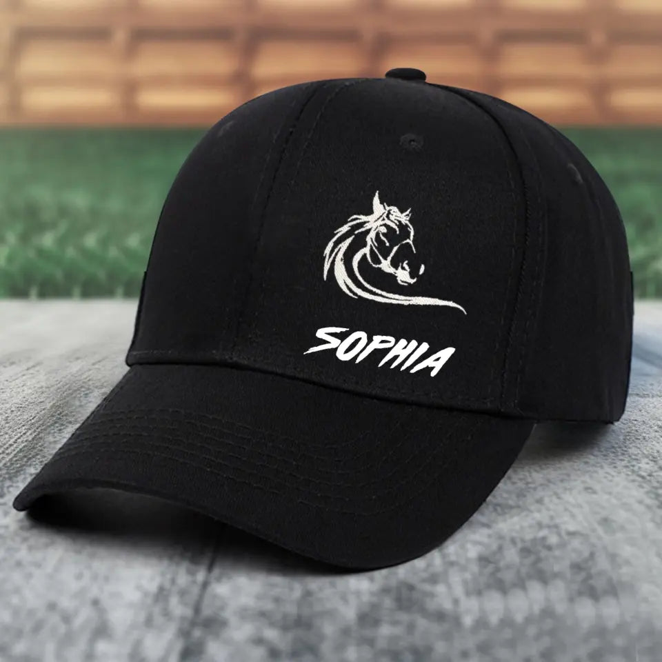 Personalized Horse Custom Name Black Cap QTPN23799