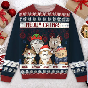 Personalized Meowy Catmas Christmas Ugly Sweater Printed HTHVQ23824