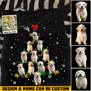 Personalized Upload Your Dog Photo Christmas Tree T-shirt Printed HN23836