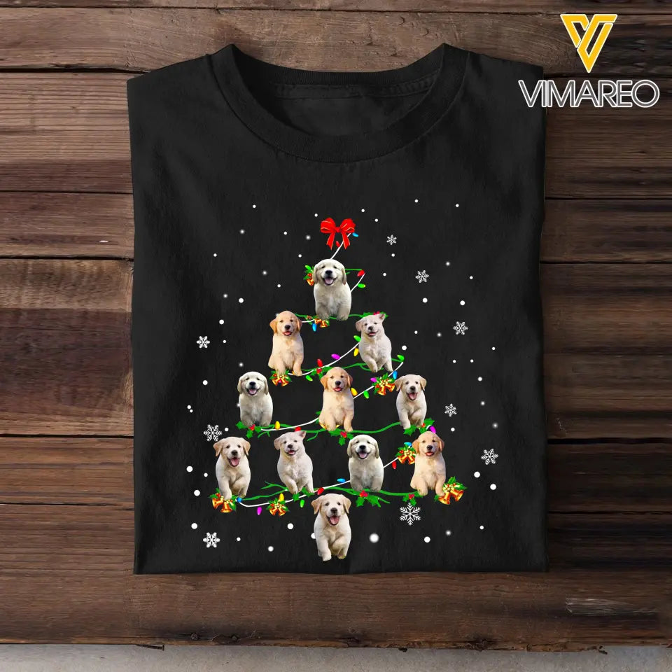 Personalized Upload Your Dog Photo Christmas Tree T-shirt Printed HN23836