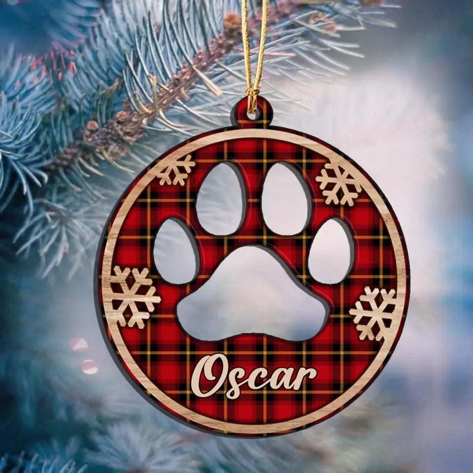 Personalized Cat Paw Wooden Ornament 2 Layer Printed NTMTPTN23844