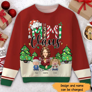 Personalized Mimi Claus Grandma with Kid Names Sweatshirt 3D Printed MTHN23812