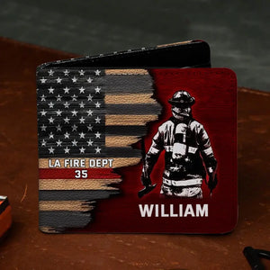 Personalized Firefighter Leather Wallet 3D Print QTPN860