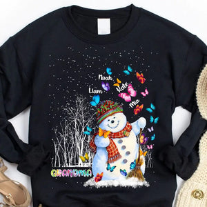 Personalized Grandma Snowman & Kid Names Christmas Gift Sweatshirt Printed KVH23857