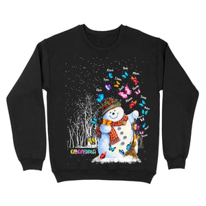 Personalized Grandma Snowman & Kid Names Christmas Gift Sweatshirt Printed KVH23857