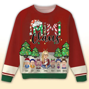 Personalized Mimi Claus Grandma with Kid Names Sweatshirt 3D Printed MTHN23812