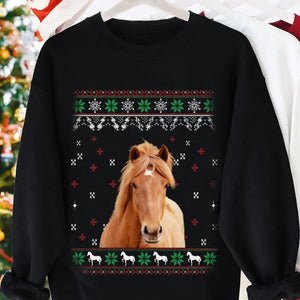 Personalized Upload Horse Photo Xmas Gift Sweatshirt Printed LDMVQ23868