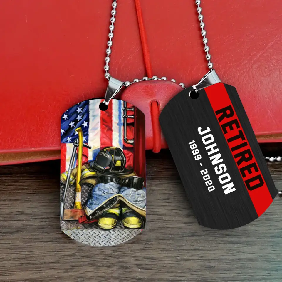 Personalized Firefighter Retired Dog Tag Printed QTPN877