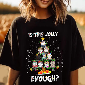 Personalized Is This Jolly Enough Cat Xmas Light Tree T-shirt Printed HTHVQ23879