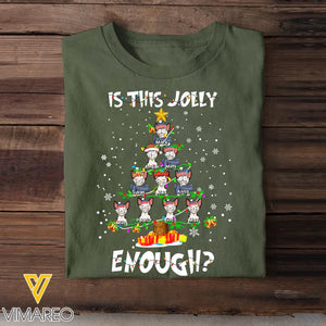 Personalized Is This Jolly Enough Cat Xmas Light Tree T-shirt Printed HTHVQ23879