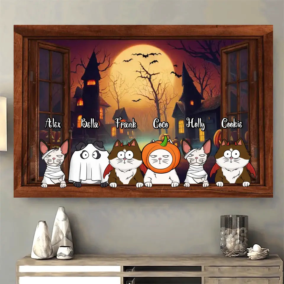 Personalized Cat Halloween Cat Lovers Gift Canvas Printed DNL23314