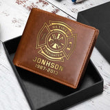 Personalized Retired Firefighter Custom Name Leather Wallet QTKH23883