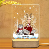 Personalized Cat Mom Cat Lovers Girl Xmas Snow LED Night Light Acrylic LED Lamp Printed LDMVQ23885