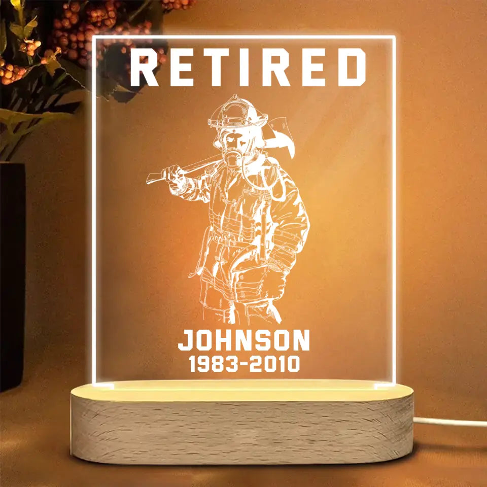 Personalized Retired Firefighter Custom Name LED Night Light Acrylic LED Lamp Printed KVH23894