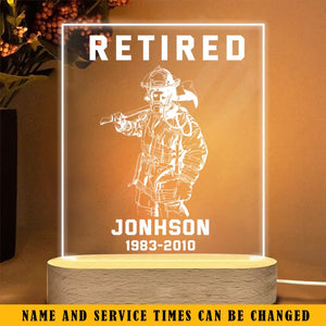 Personalized Retired Firefighter Custom Name LED Night Light Acrylic LED Lamp Printed KVH23894