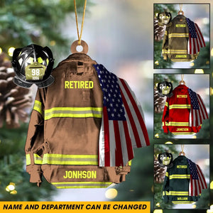 Personalized Firefighter Uniform Custom Name Acrylic Ornament Printed HN23924